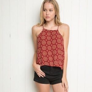 brandy melville red patterned tank
